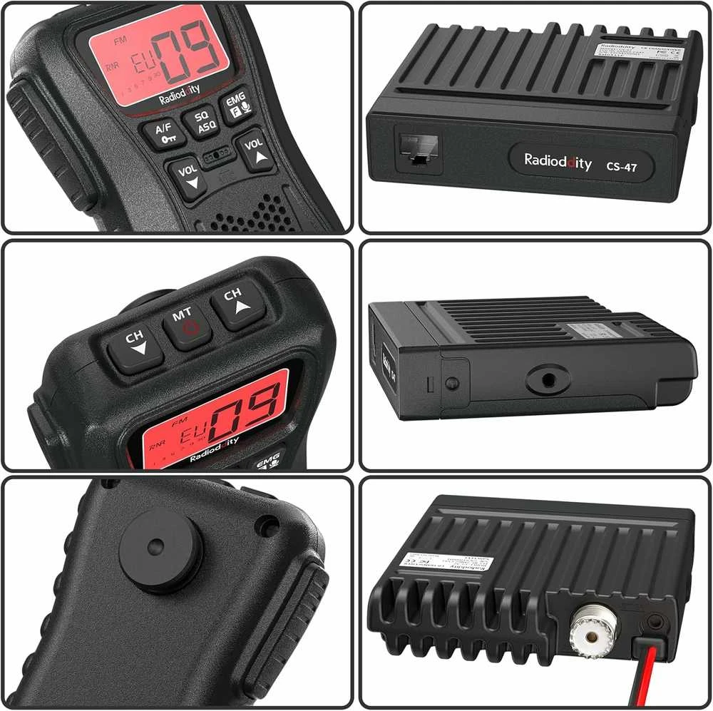 Radioddity mini CB radijo stotis CS-47, 40 kanalų, AM/FM, LCD ekranas, VOX, triukšmo mažinimas