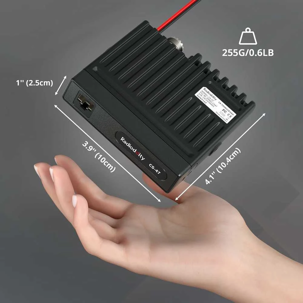 Radioddity mini CB radijo stotis CS-47, 40 kanalų, AM/FM, LCD ekranas, VOX, triukšmo mažinimas