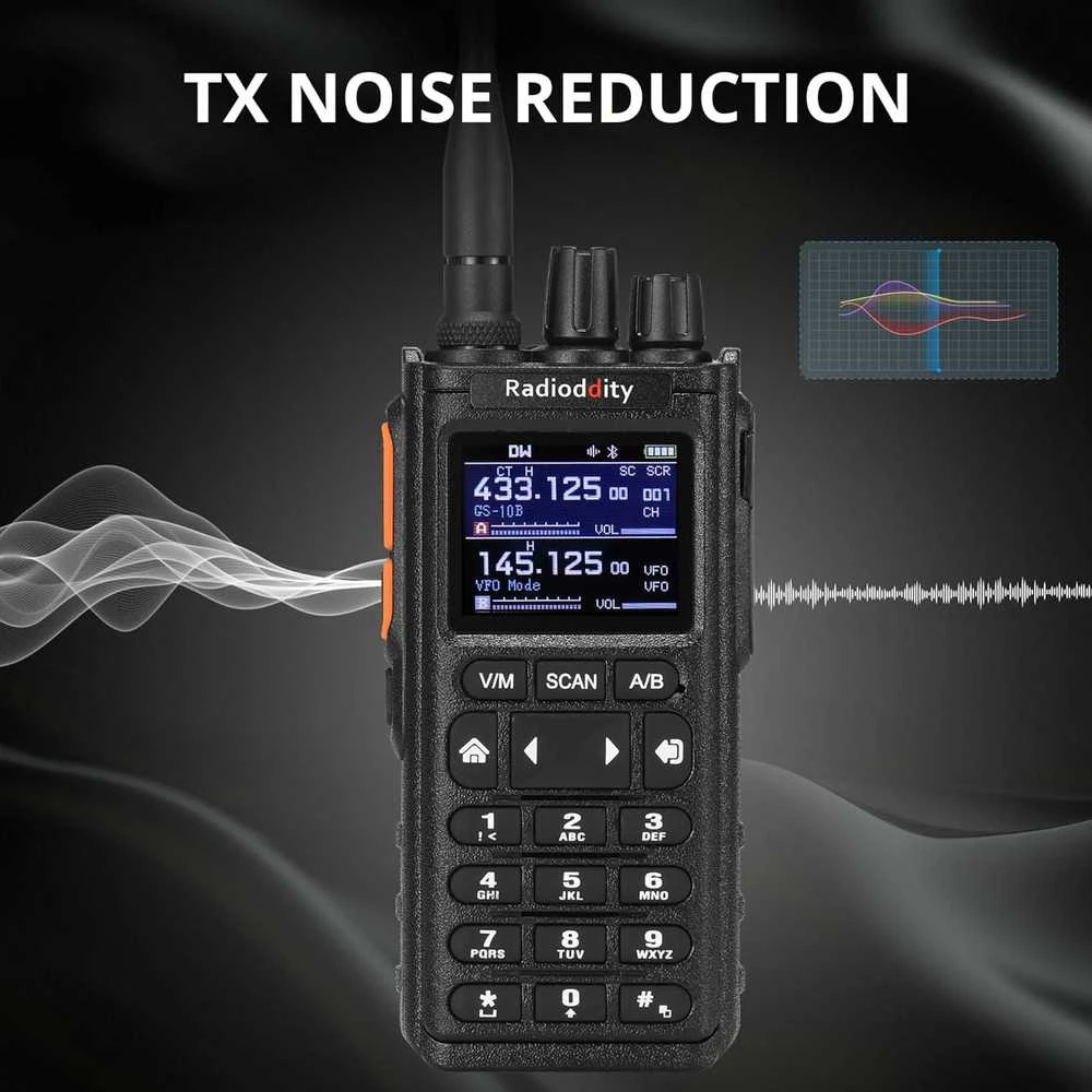 Radioddity nešiojama radijo stotis 10 W, UHF/VHF/FM, 256 kanalai, Bluetooth, GS-10B