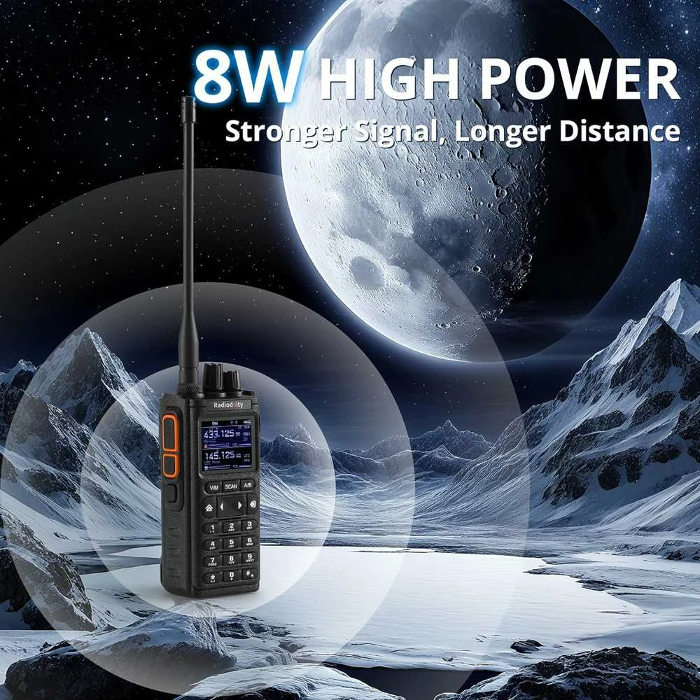 Radioddity nešiojama radijo stotis 10 W, UHF/VHF/FM, 256 kanalai, Bluetooth, GS-10B
