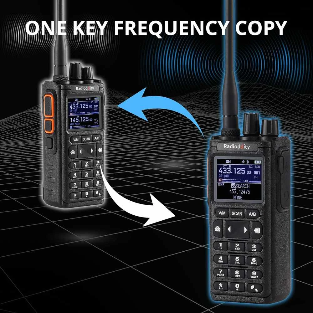 Radioddity nešiojama radijo stotis 10 W, UHF/VHF/FM, 256 kanalai, Bluetooth, GS-10B