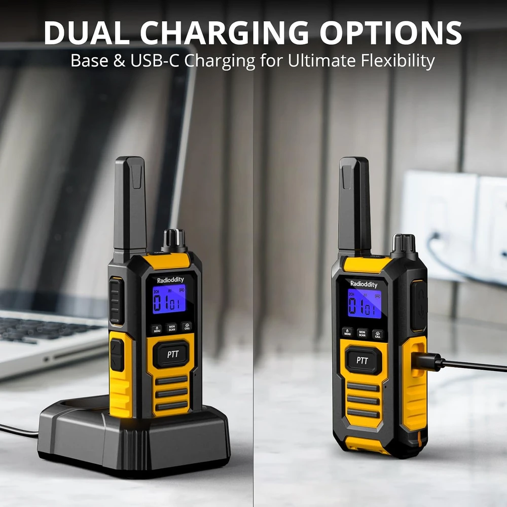 Radioddity PMR446 racijų rinkinys, 4 vnt., IP67, 16 kanalų, 0.5 W, HD-1