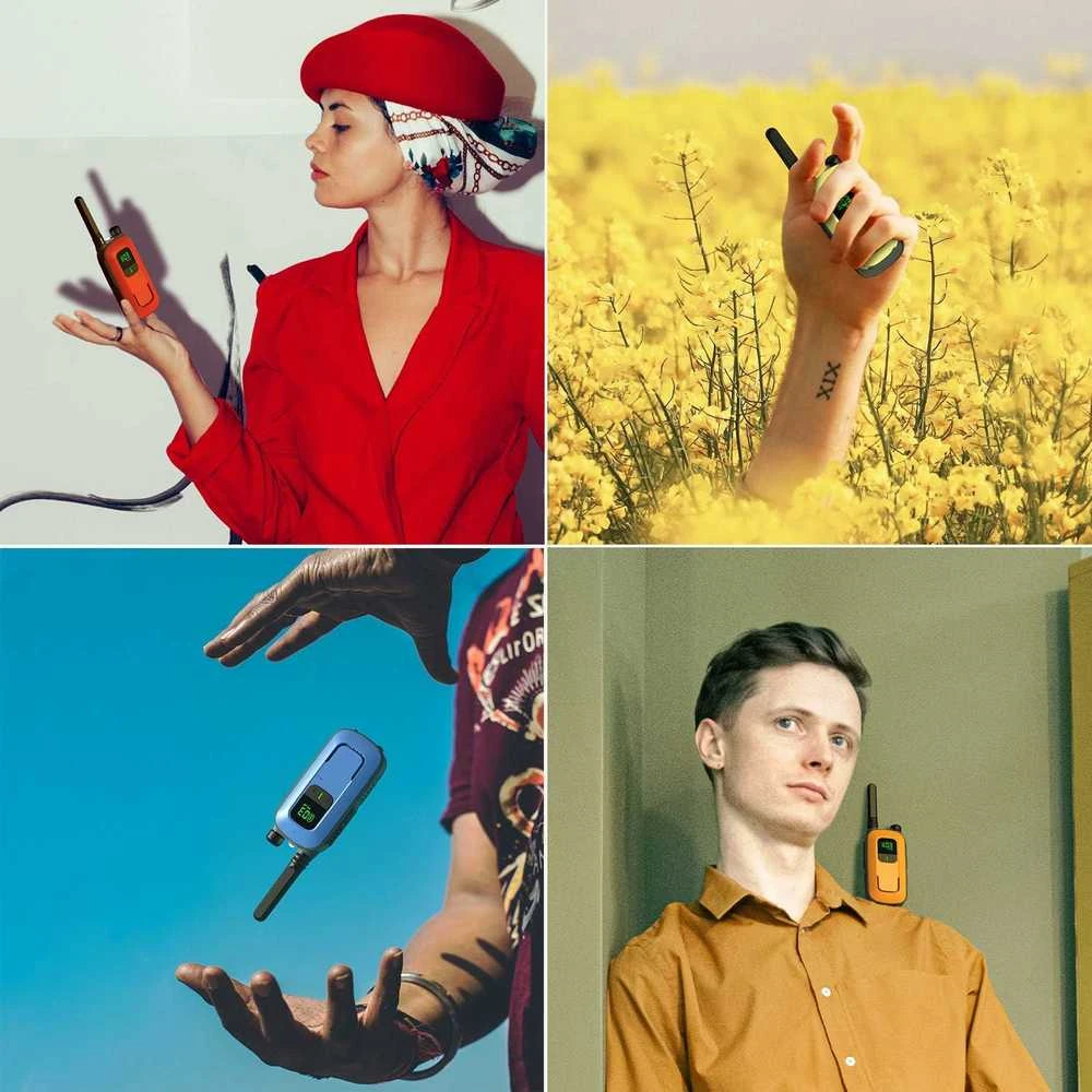Radioddity vaikų racija PMR446, 16 kanalų, VOX, žibintuvėlis, iki 4 km, įkraunama, 2 vnt. PR-T3