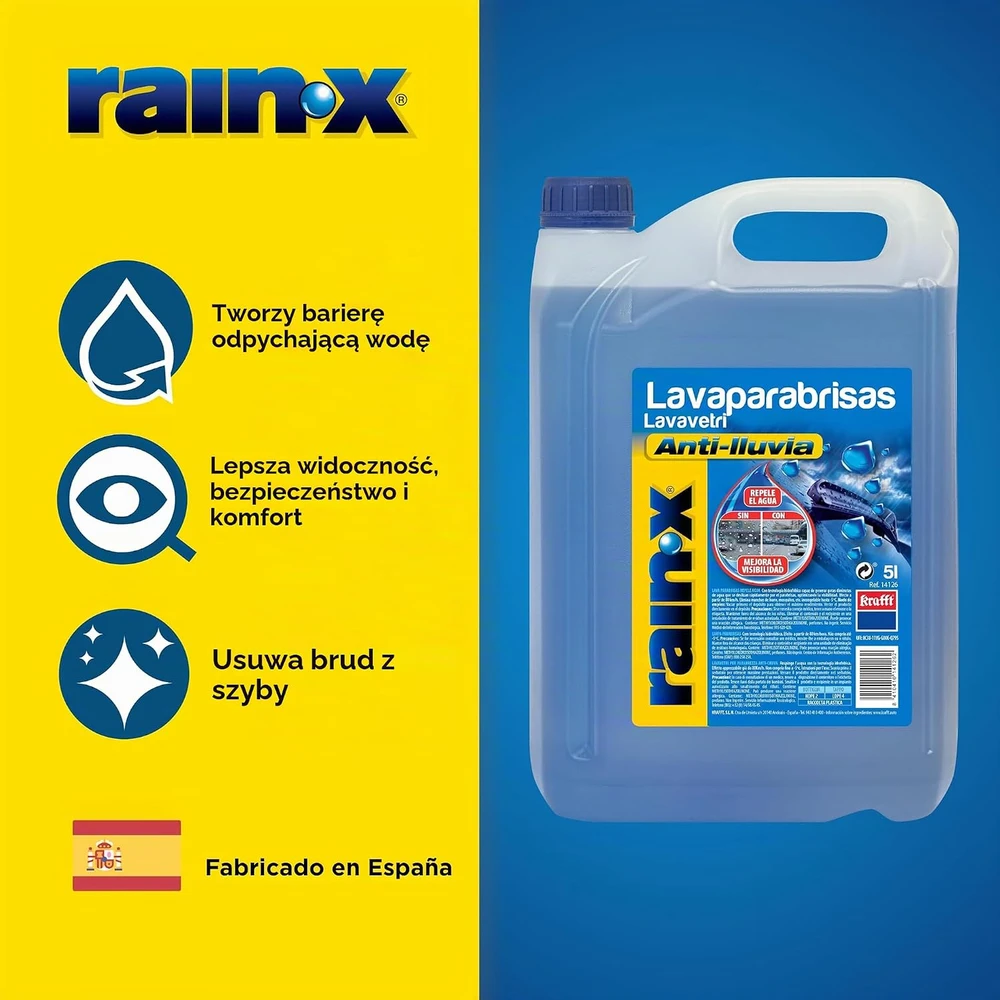 Rain-X stiklų plovimo skystis be metanolio, 5 l, Methanol Free