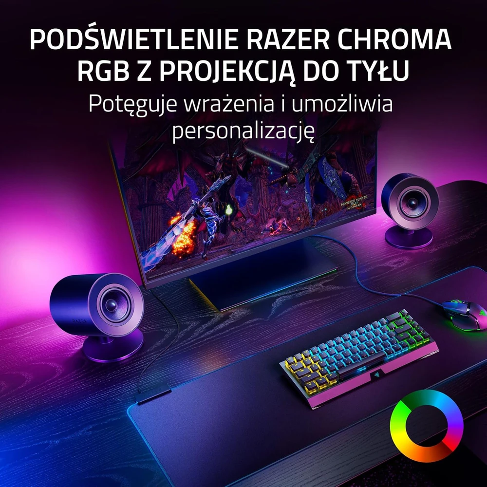 Kompiuterio kolonėlės Razer | Žaidimų garsiakalbiai su laidiniu žemųjų dažnių garsiakalbiu | Nommo V2 - 2.1 | Bluetooth | Juodas
