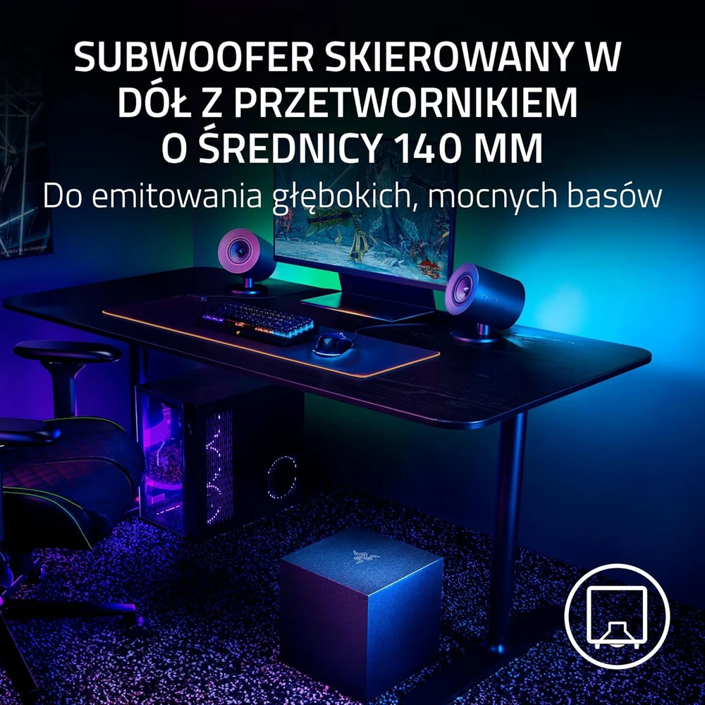 Kompiuterio kolonėlės Razer | Žaidimų garsiakalbiai su laidiniu žemųjų dažnių garsiakalbiu | Nommo V2 - 2.1 | Bluetooth | Juodas