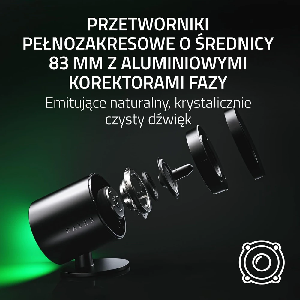 Kompiuterio kolonėlės Razer | Žaidimų garsiakalbiai su laidiniu žemųjų dažnių garsiakalbiu | Nommo V2 - 2.1 | Bluetooth | Juodas