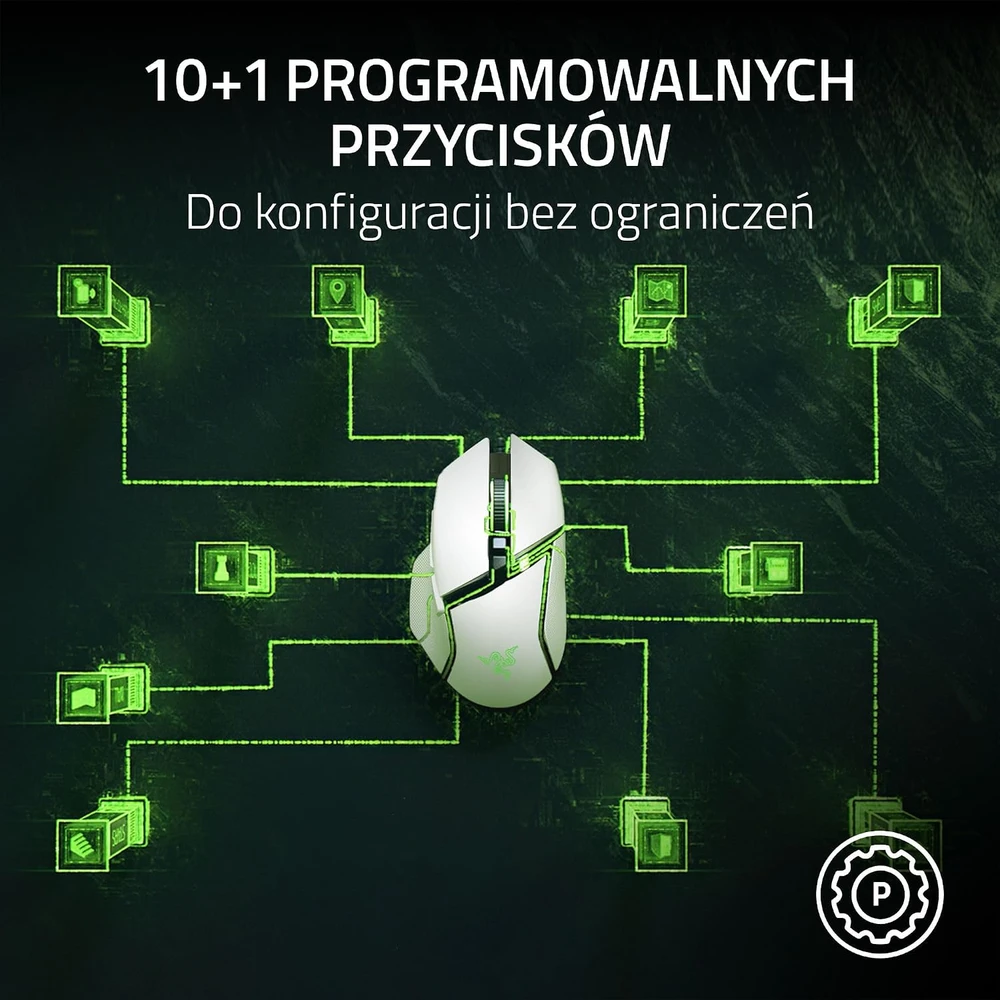 Razer su laidu žaidimų pelė Basilisk V3, 26 000 DPI, balta, RZ01-04000300-R3M1