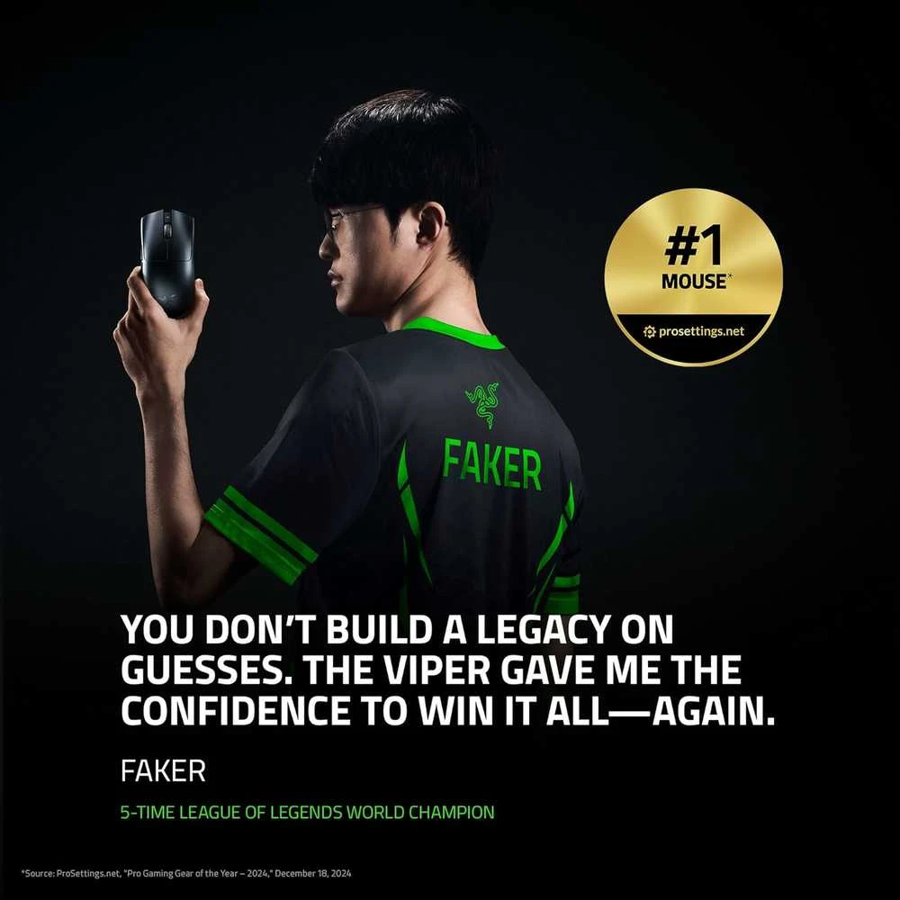 Razer | Viper V3 Pro | Pelė žaidimams | Wireless/su laidu | Faker Edition