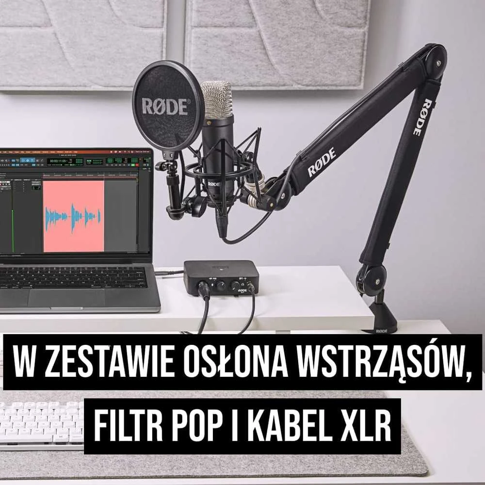 Kondensatorinio mikrofono komplektas Rode NT1 Signature, juodas