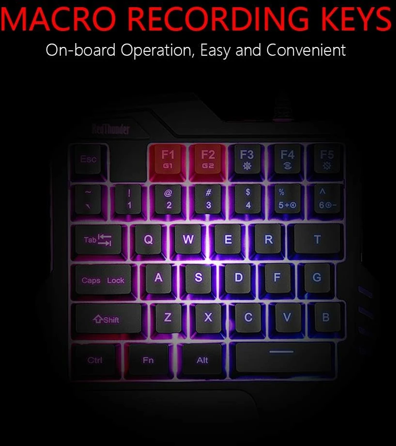 RedThunder žaidimų klaviatūra 35 klavišų, USB-A, RGB apšvietimas, G92