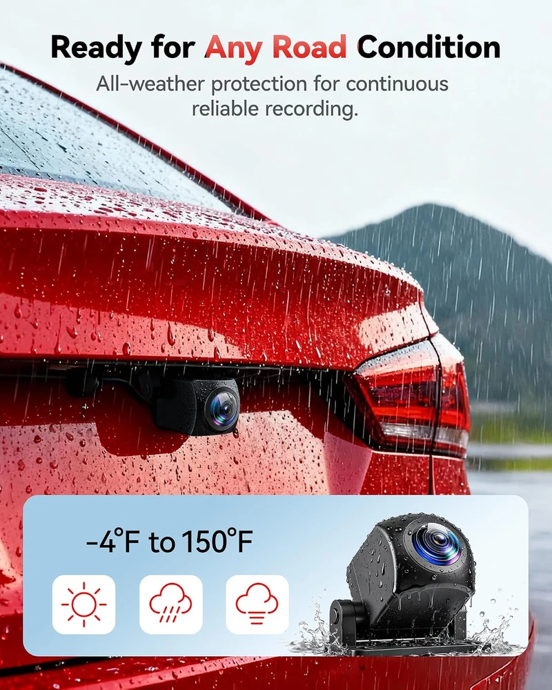 REDTIGER automobilinis vaizdo registratorius 4K su galine 1080p kamera, Wi-Fi, GPS, F7N