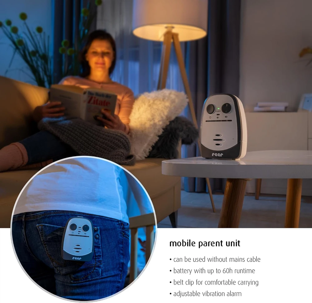 Reer elektroninė auklė Cosmo su naktine lempute, 600 m veikimo nuotoliu ir interkomu 50150