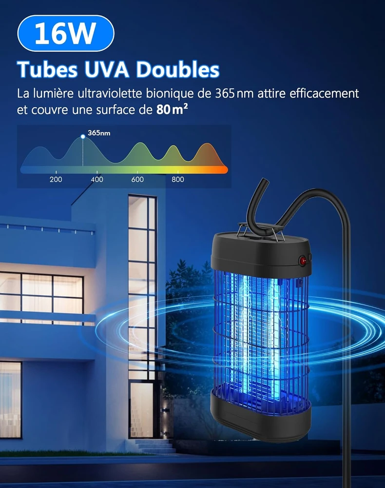 Regevo elektrinė vabzdžių gaudyklė 18 W su 365 nm UV šviesa, iki 80 m², 816BE2601