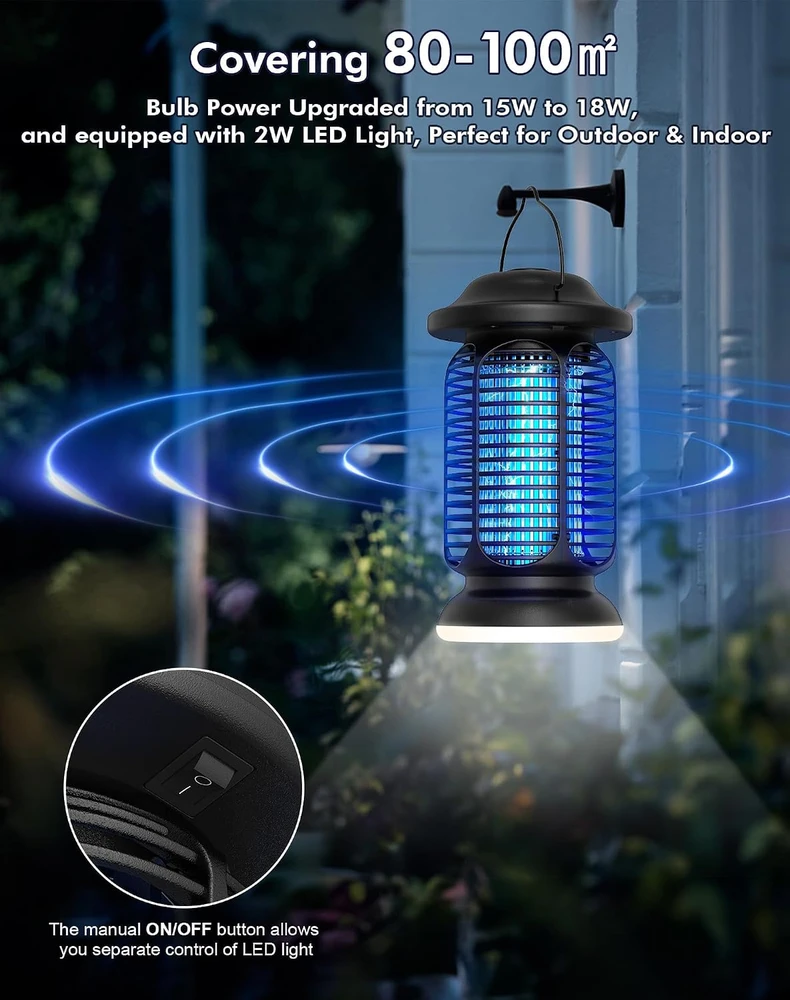 Regevo elektrinė vabzdžių gaudyklė su UV ir LED lempa, 20 W, 4000 V, IPX4, 26JN08