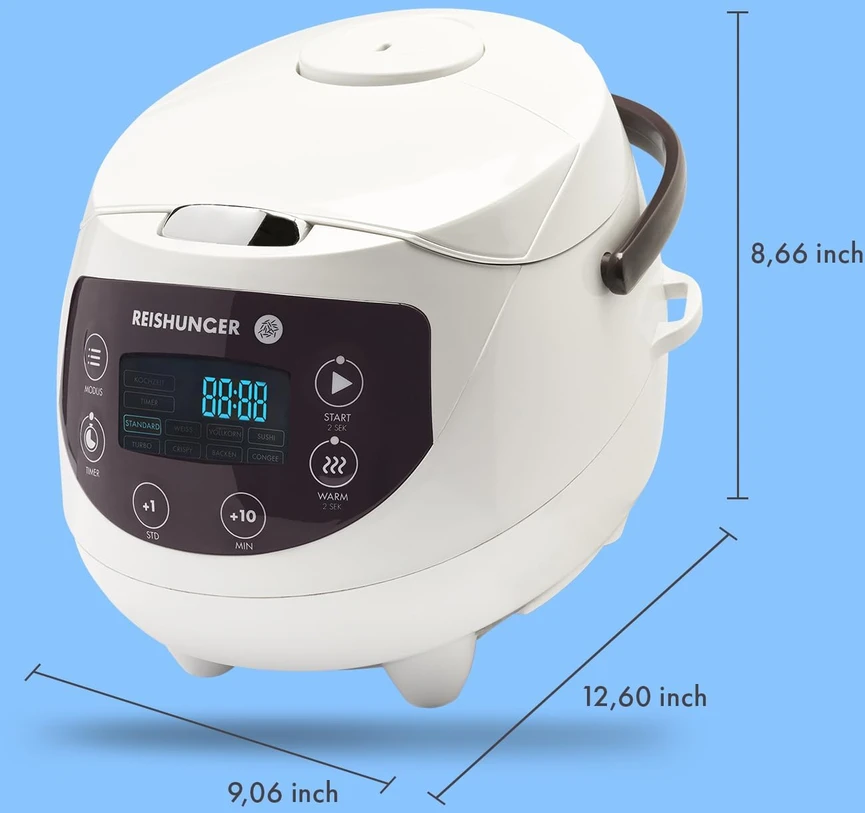 Reishunger mini ryžių viryklė ir garintuvas, baltas, 350 W, 0,6 l, 8 programų, 542-MDRK