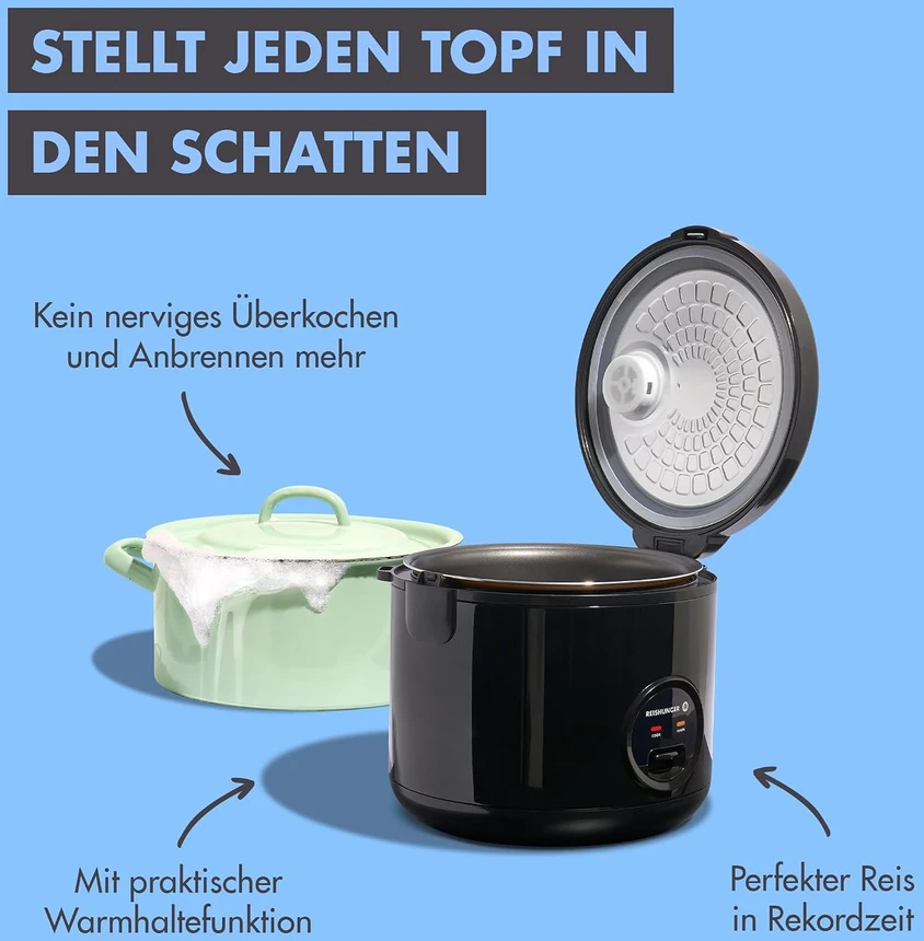 Reishunger ryžių viryklė ir garintuvas 1,2 l, 500 W, 533-RK-KER-Juodas