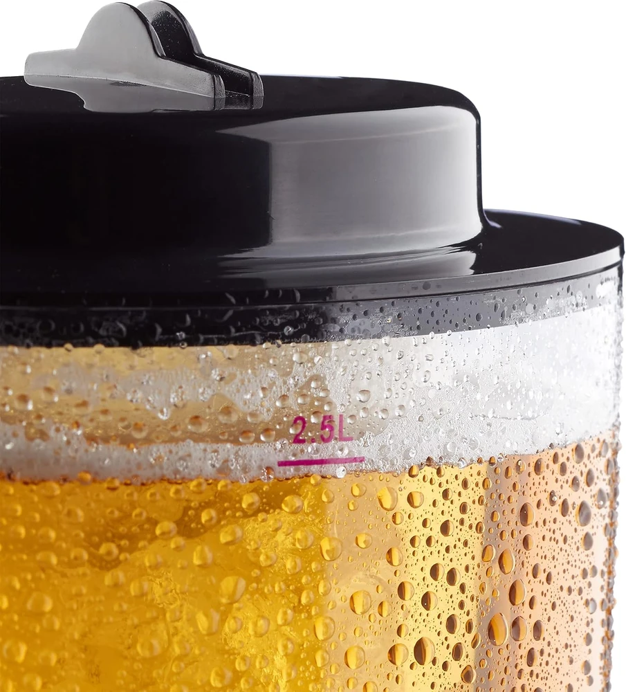 Relaxdays alaus bokštas su kraneliu, 2,5 l, 50 raudonų plastikinių puodelių rinkinys