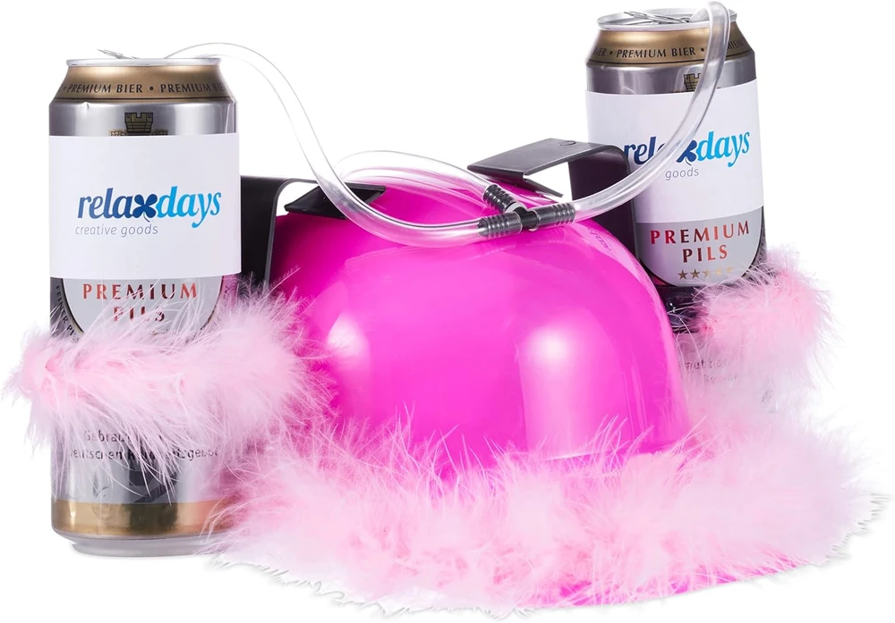 Relaxdays Rožinė vakarėlių alaus gėrimo kepurė