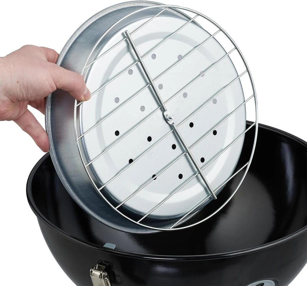 Relaxdays Nešiojamas kepsninių grilis 37cm su žnyplėmis