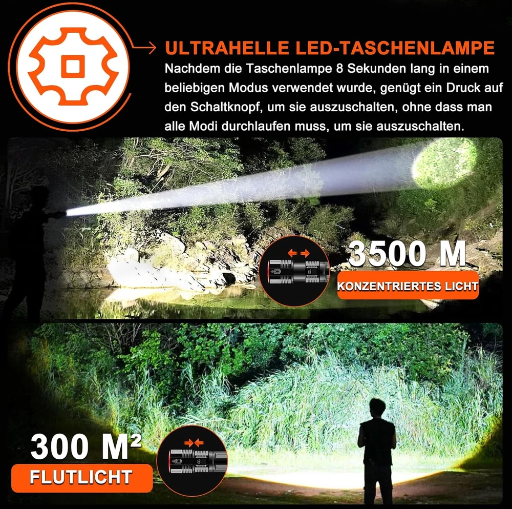 Relybo akumuliatorinė LED prožektorius, 60 W, 1000000 lm, atspari vandeniui, Relybo-A11