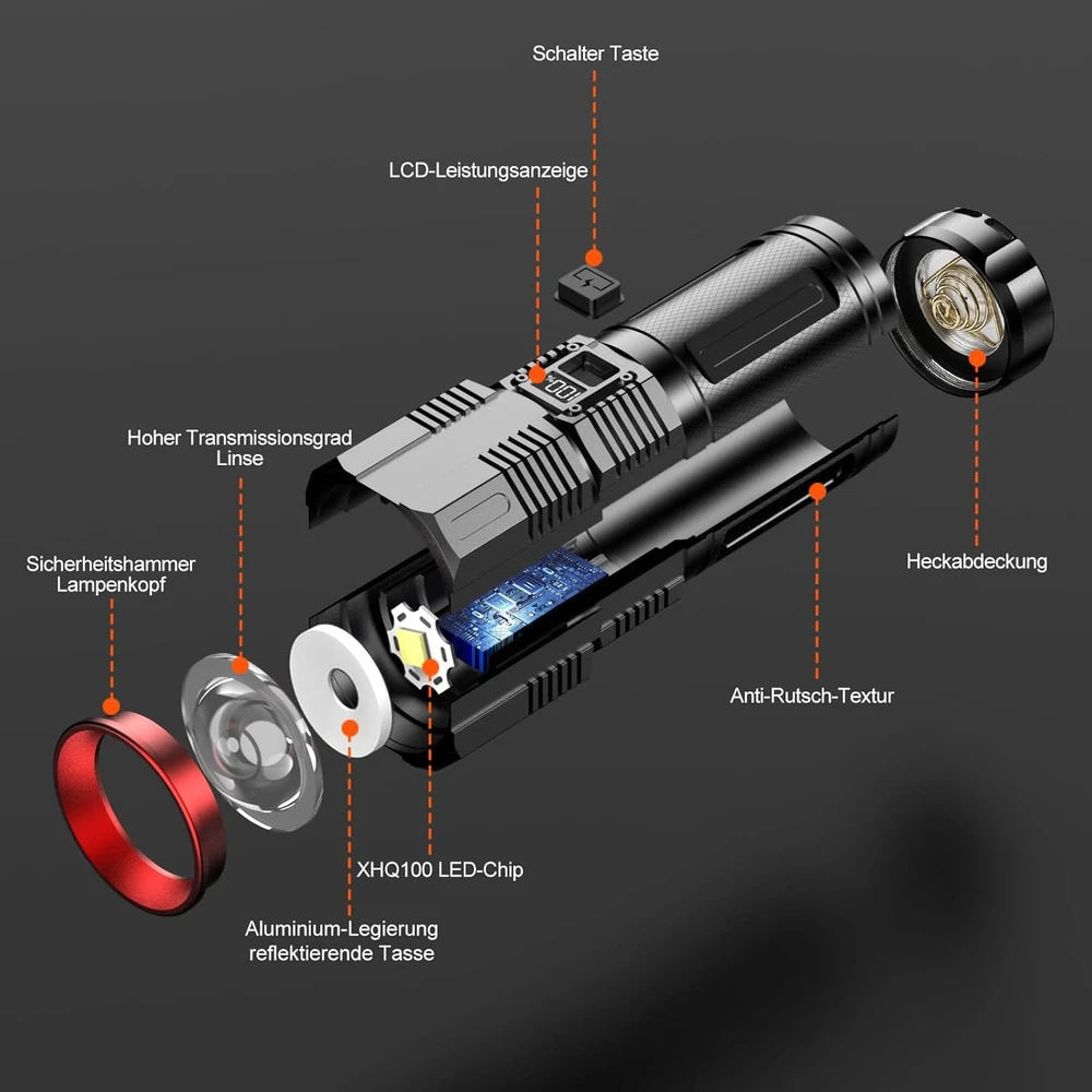 Relybo akumuliatorinė LED prožektorius, 60 W, 1000000 lm, atspari vandeniui, Relybo-A11