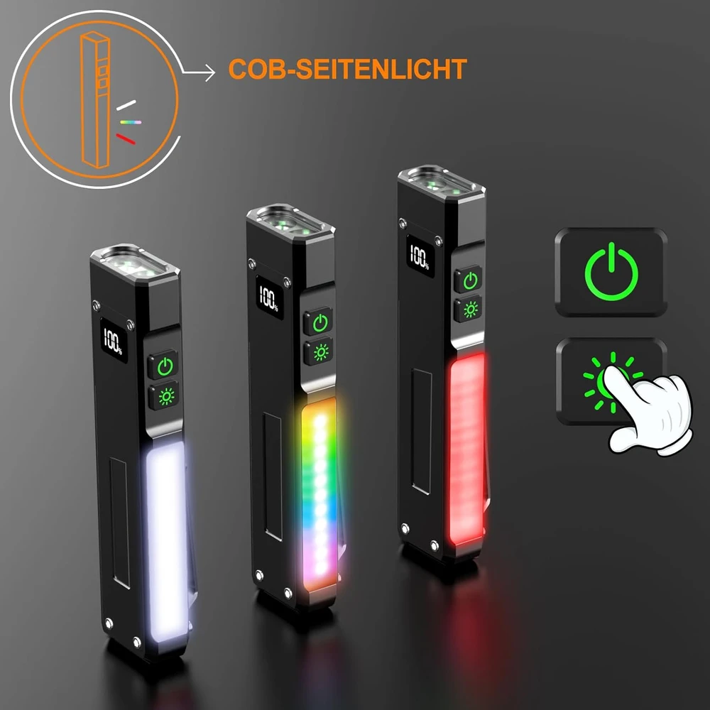 Relybo LED žibintuvėlis su UV 395 nm, 9 režimai, įkraunamas, IPX6 atsparumas vandeniui, FP110