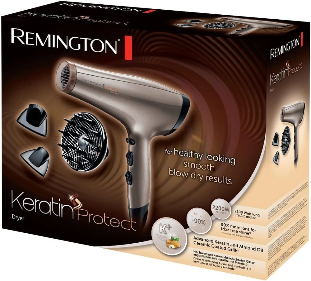 Plaukų džiovintuvas REMINGTON Keratin Protect AC 8002 (2200W, smėlio spalvos)