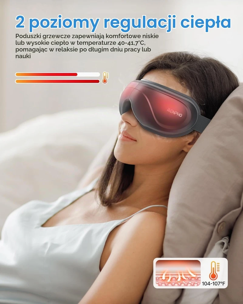 RENPHO akių masažuoklis Eyeris 2 R-G006 su šildymu, vibracija ir Bluetooth