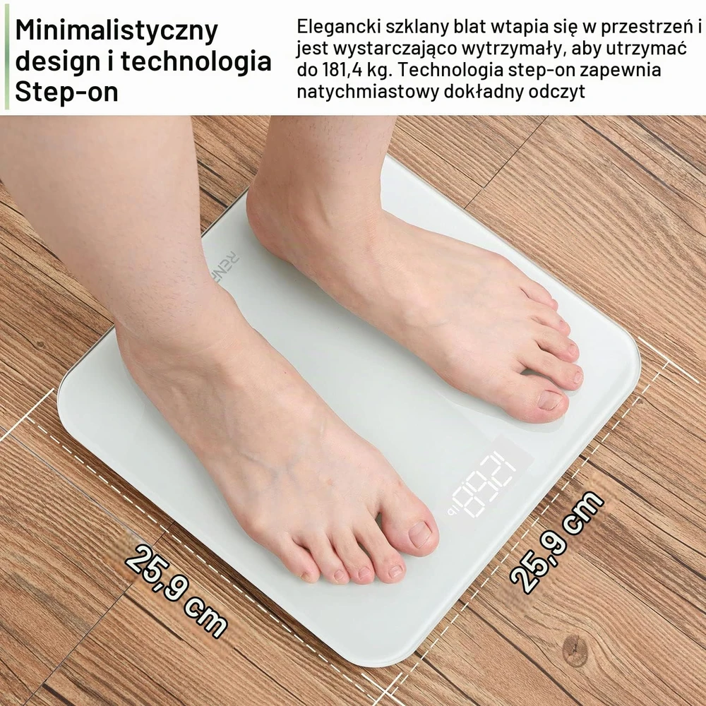RENPHO asmeninės skaitmeninės svarstyklės su LED ekranu, iki 180 kg, BG260R(Baltas)
