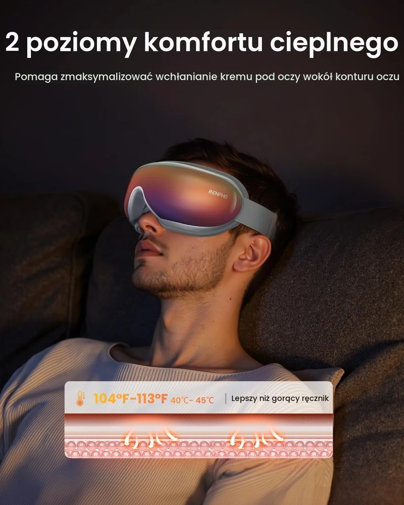 RENPHO Eyeris 1 akių masažuoklis su šildymu, Bluetooth ir nuotolinio valdymo pultu RF-EM001R