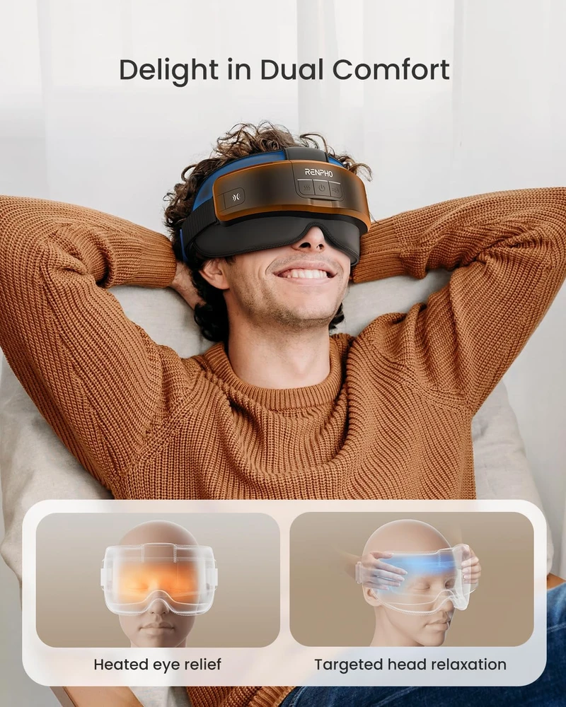 RENPHO Eyeris galvos ir akių masažuoklis su šildymu ir Bluetooth, R-WME01-BK