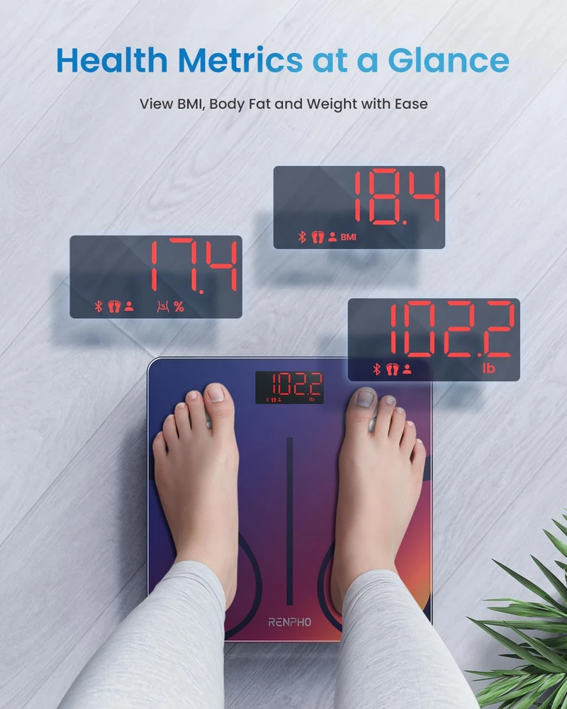 RENPHO išmaniosios kūno sudėties svarstyklės su Bluetooth, 180 kg ES-CS20M-RD