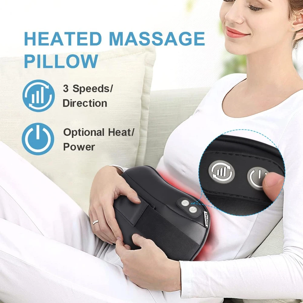 RENPHO Shiatsu masažinė pagalvė nugarai ir kaklui su šildymu, 3 greičiai RF-NM067