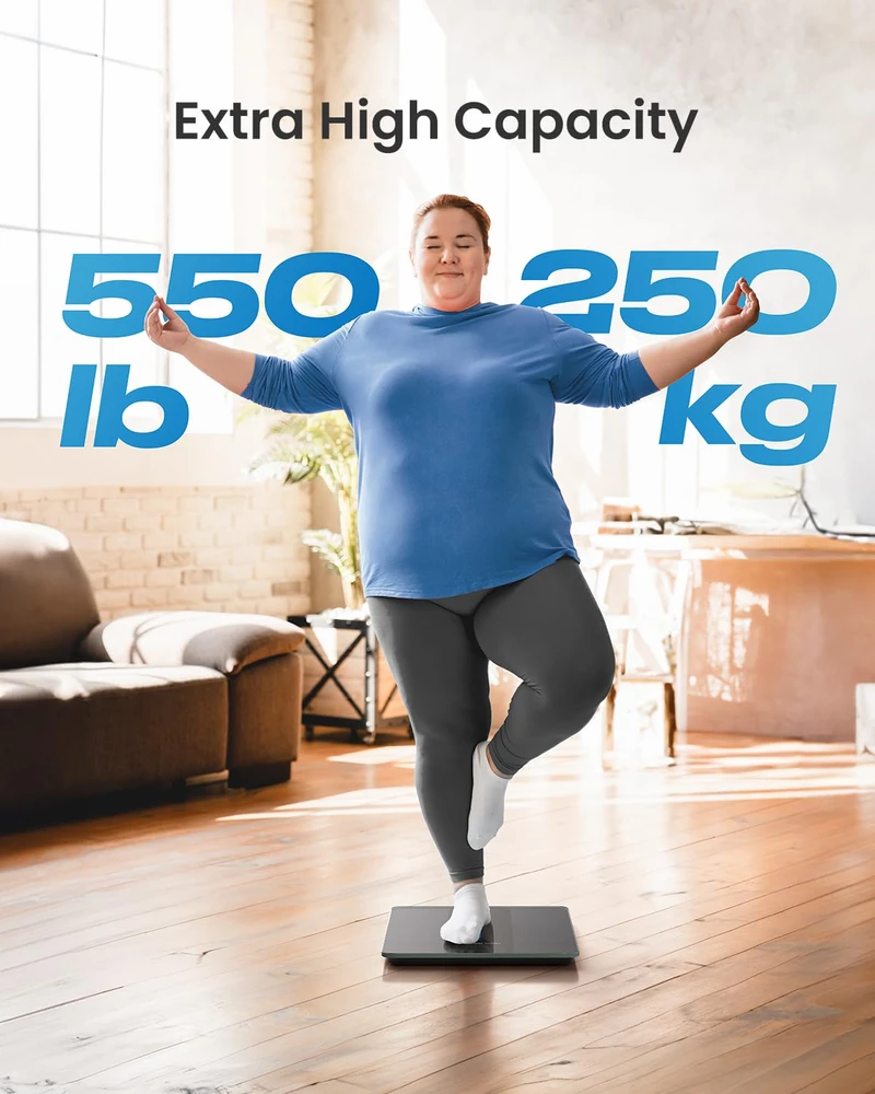RENPHO skaitmeninės kūno svarstyklės 250 kg su LCD ekranu R-MSD02