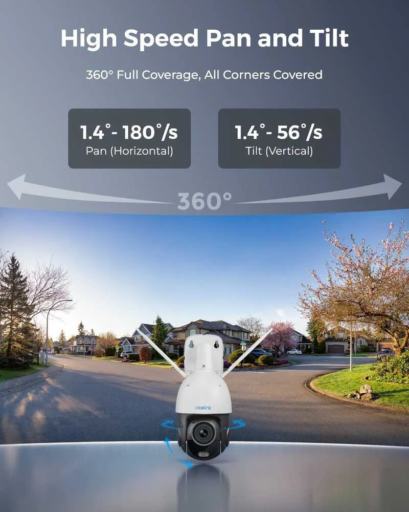 Reolink 4K Wi-Fi 6 lauko apsaugos kamera su PTZ, 5x optinis priartinimas, RLC-823S1 W