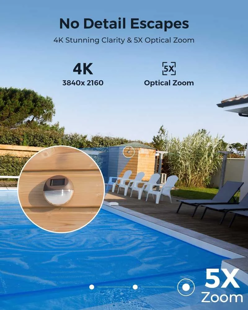 Reolink 4K Wi-Fi 6 lauko apsaugos kamera su PTZ, 5x optinis priartinimas, RLC-823S1 W