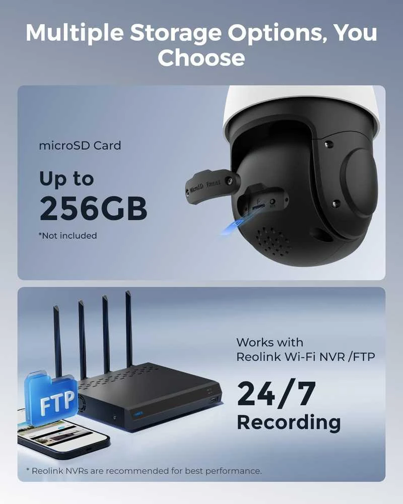 Reolink 4K Wi-Fi 6 lauko apsaugos kamera su PTZ, 5x optinis priartinimas, RLC-823S1 W