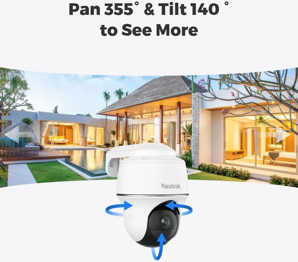 Reolink belaidė išorinė stebėjimo kamera Wi-Fi, 3 MP, saulės baterija, sukiojama, Argus PT Lite