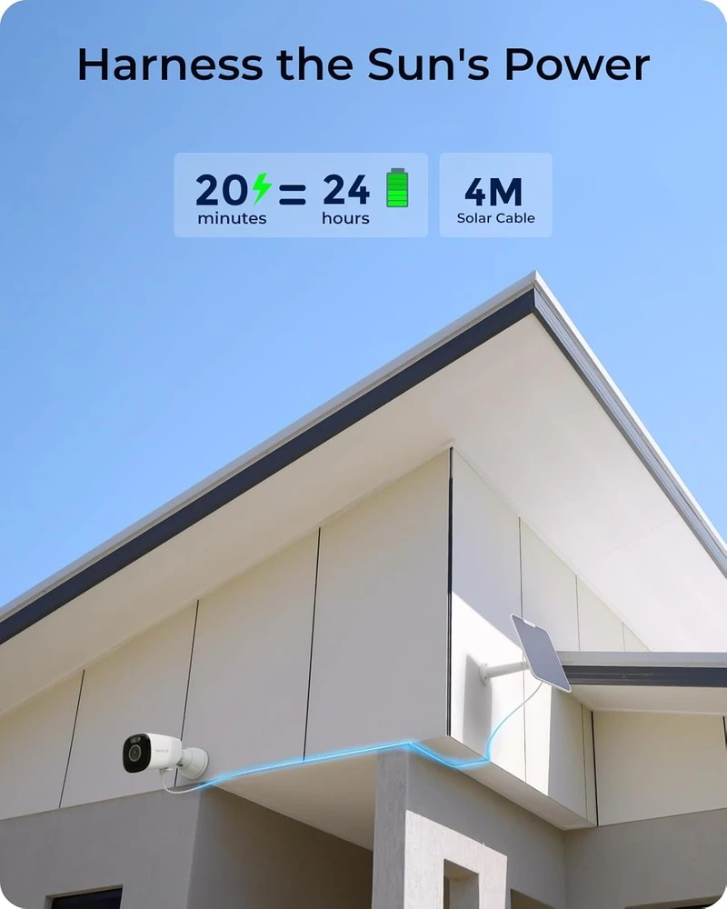 Reolink belaidė lauko apsaugos kamera 4K 8 MP Wi-Fi su saulės skydeliu Argus Eco Ultra+Solar Panel