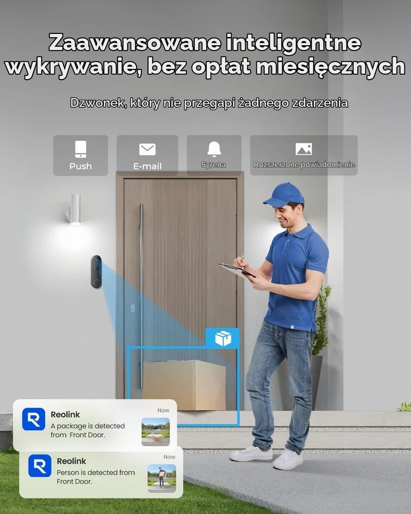 Reolink belaidis vaizdo durų skambutis su kamera 4 MP, Wi-Fi 2.4/5 GHz, Reolink Video Doorbell (Baterija)