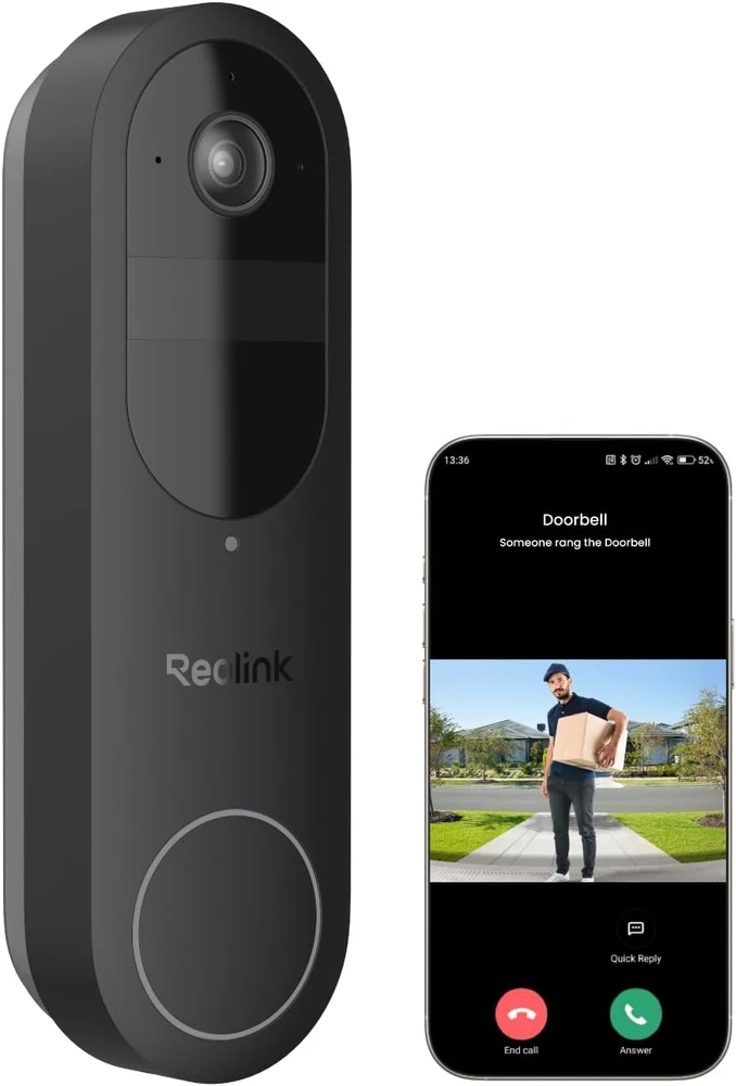 Reolink belaidis vaizdo durų skambutis su kamera 4 MP, Wi-Fi 2.4/5 GHz, Reolink Video Doorbell (Baterija)
