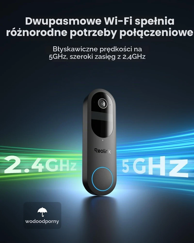 Reolink belaidis vaizdo durų skambutis su kamera 4 MP, Wi-Fi 2.4/5 GHz, Reolink Video Doorbell (Baterija)