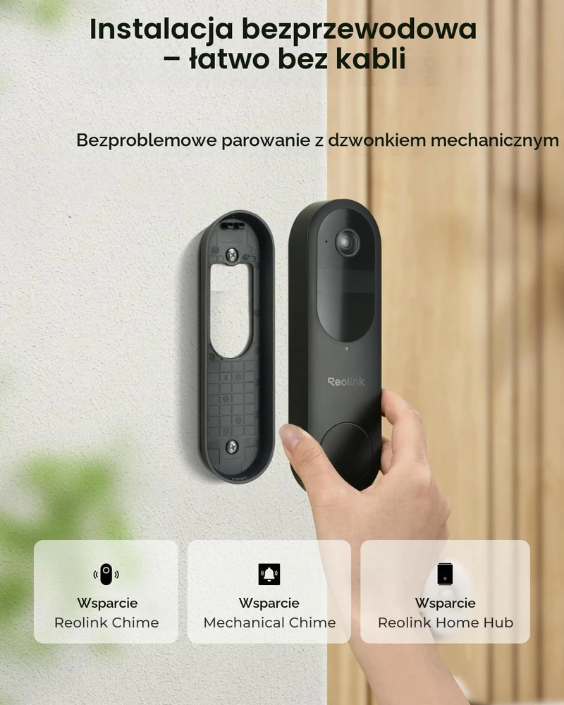 Reolink belaidis vaizdo durų skambutis su kamera 4 MP, Wi-Fi 2.4/5 GHz, Reolink Video Doorbell (Baterija)