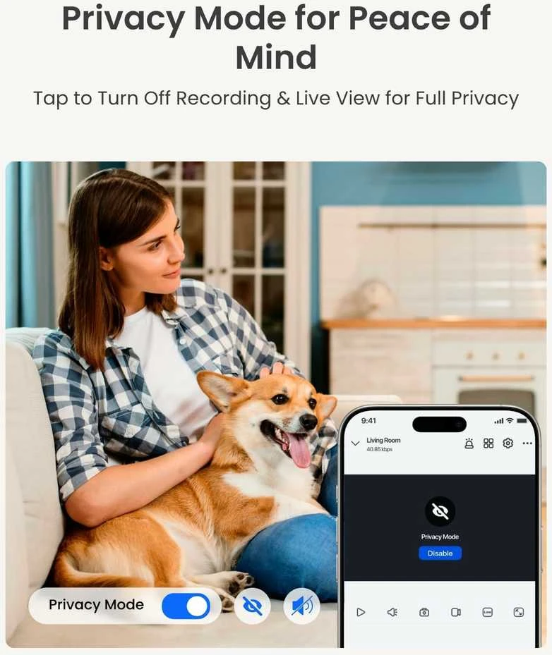 Reolink E1 4MP Wi-Fi vidaus IP stebėjimo kamera su PTZ ir dvipusiu garsu