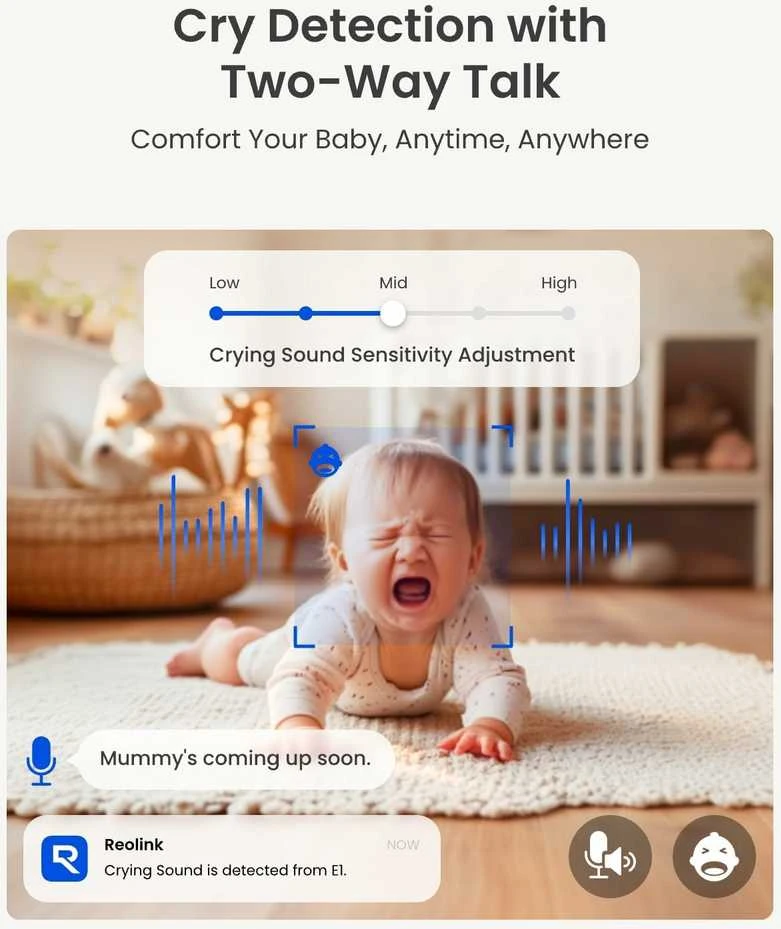 Reolink E1 4MP Wi-Fi vidaus IP stebėjimo kamera su PTZ ir dvipusiu garsu