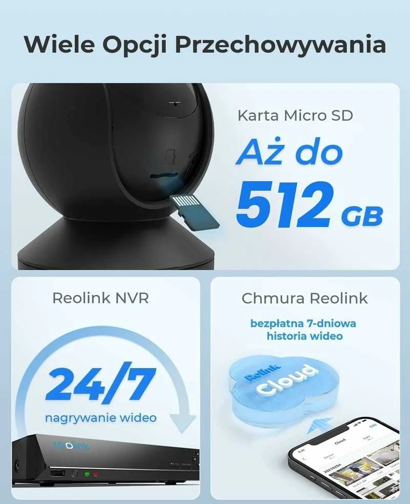 Reolink IP kamera E1 PRO 4 MP, fiksuota, H.264, Micro SD