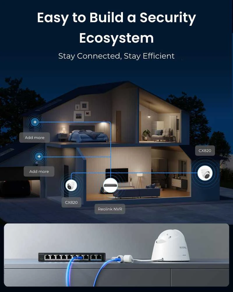 Reolink IP stebėjimo kamera CX820, 4K UHD, ColorX, PoE, F1.0 diafragma, HDR, naktinis matymas