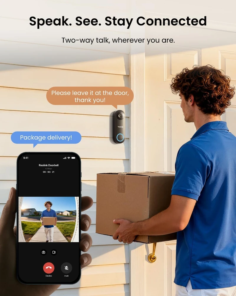 Reolink laidinis vaizdo durų skambutis PoE 5 MP, 180° matymo kampas Doorbell-P