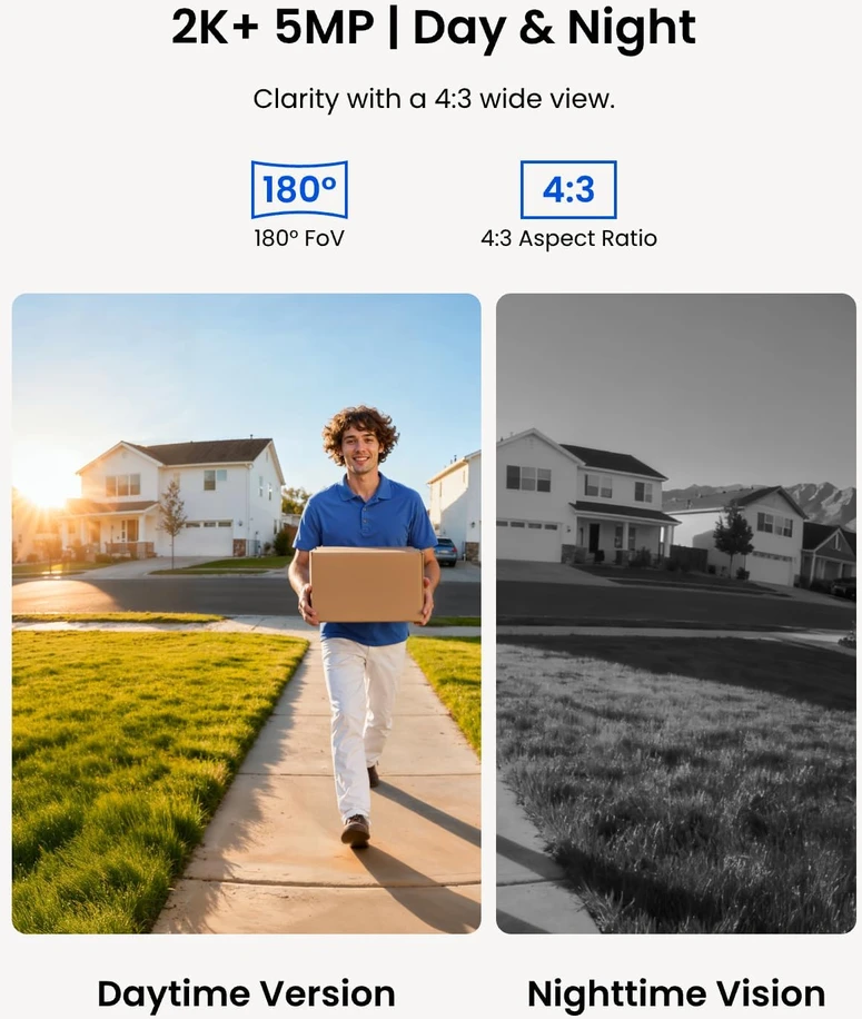 Reolink laidinis vaizdo durų skambutis PoE 5 MP, 180° matymo kampas Doorbell-P